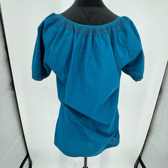 St‎ Johns Bay Y2K Peasant Top Womens Embroidered Size M Vintage Milkmaid Lace Up - Picture 6 of 7